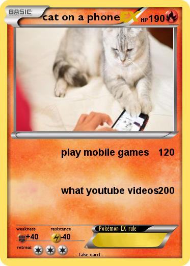 Pokemon cat on a phone