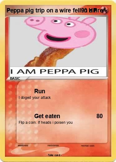 Pokemon Peppa pig trip on a wire fell in a fire