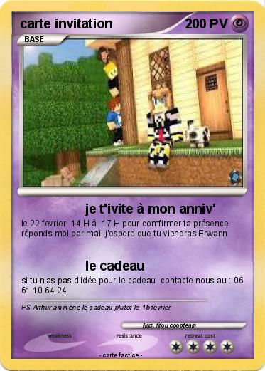 Pokemon carte invitation