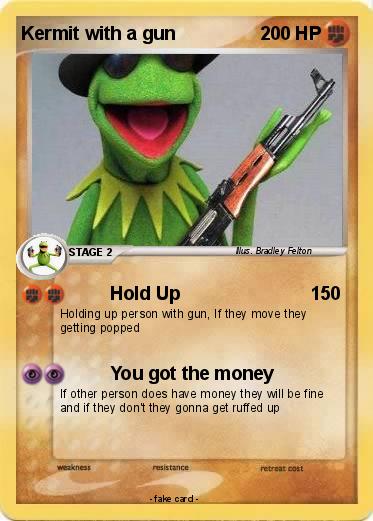 Pokemon Kermit with a gun