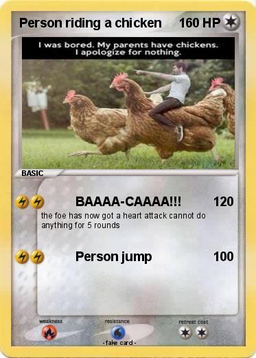 Pokemon Person riding a chicken