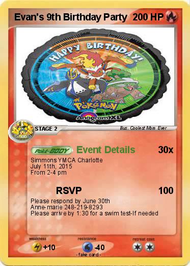 Pokemon Evan's 9th Birthday Party