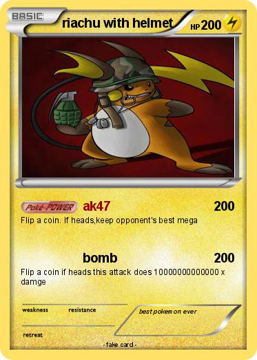 Pokemon riachu with helmet