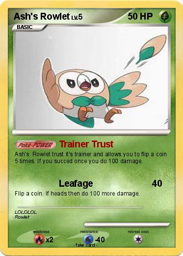 Pokemon Ash's Rowlet