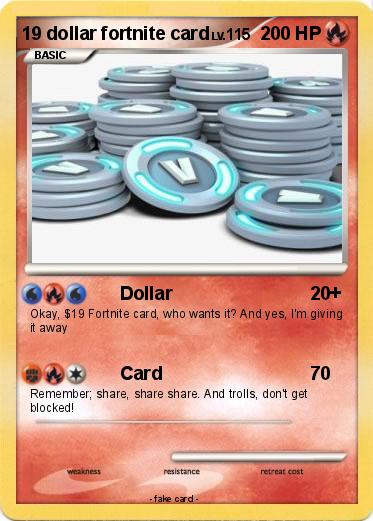 Pokemon 19 dollar fortnite card