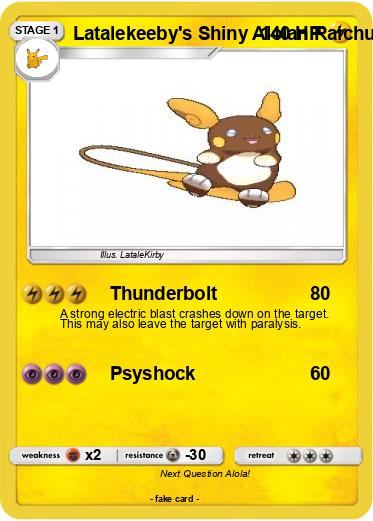 Pokemon Latalekeeby's Shiny Alolan Raichu