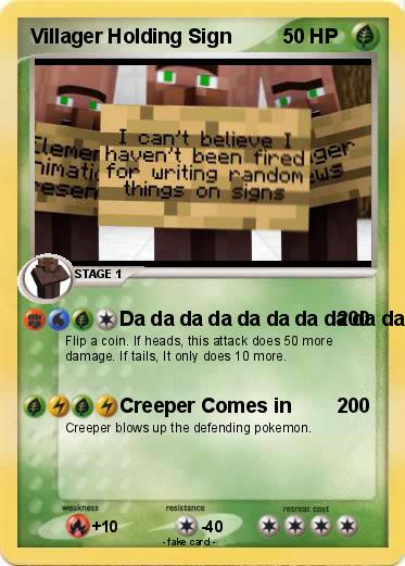 Pokemon Villager Holding Sign