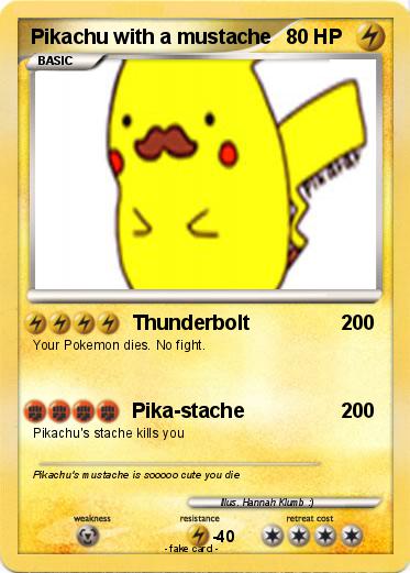 Pokemon Pikachu with a mustache