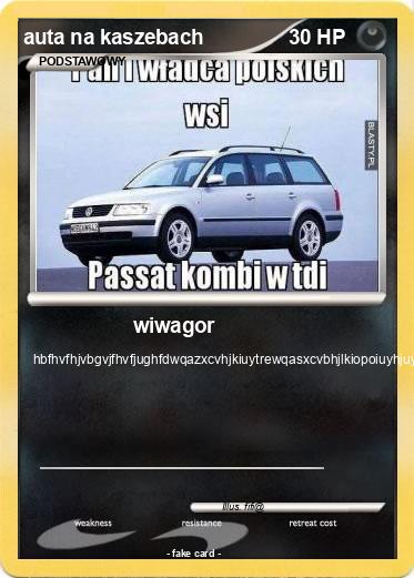 Pokemon auta na kaszebach
