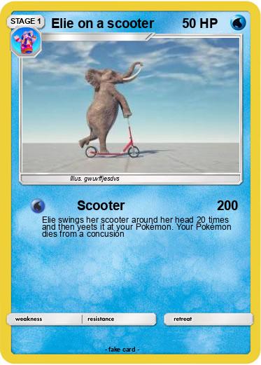 Pokemon Elie on a scooter
