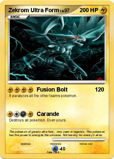 Pokemon Zekrom Ultra Form