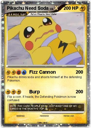 Pokemon Pikachu Need Soda