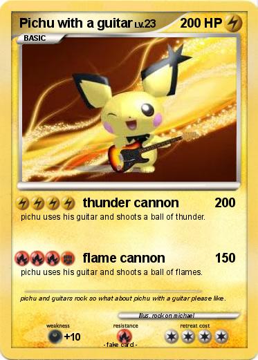 Pokemon Pichu with a guitar