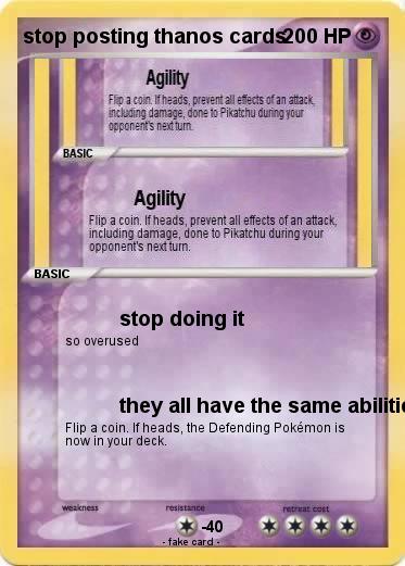 Pokemon stop posting thanos cards