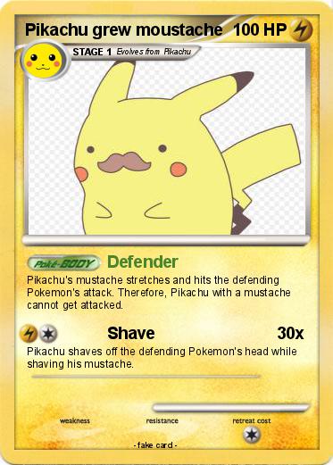 Pokemon Pikachu grew moustache