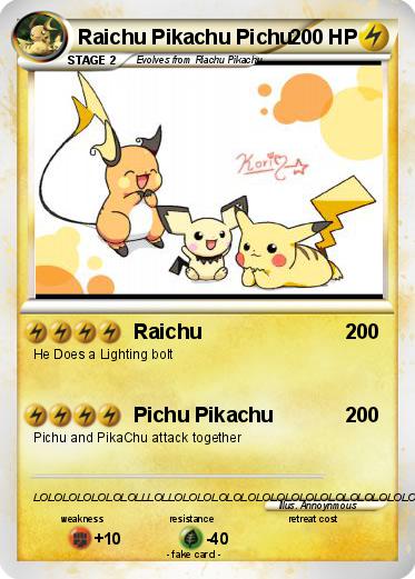 Pokemon Raichu Pikachu Pichu