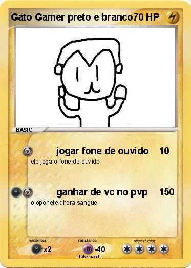 Pokemon Gato Gamer preto e branco