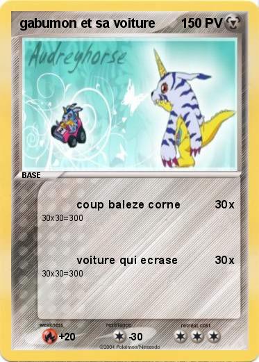 Pokemon gabumon et sa voiture