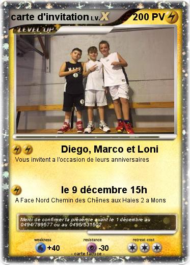 Pokemon carte d'invitation