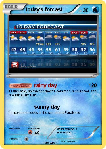 Pokemon today's forcast