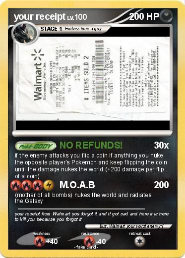 Pokemon your receipt