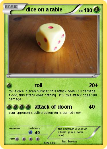 Pokemon dice on a table