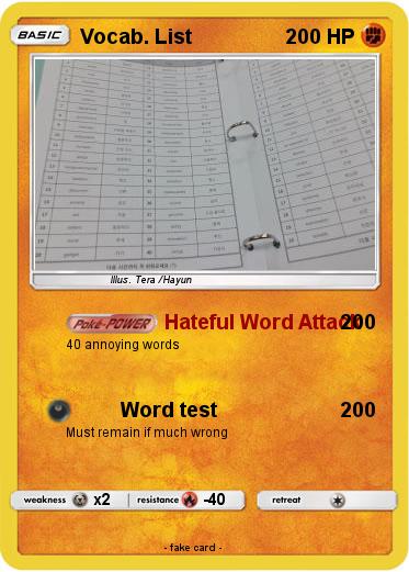 Pokemon Vocab. List