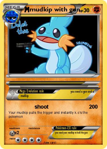 Pokemon mudkip with gun