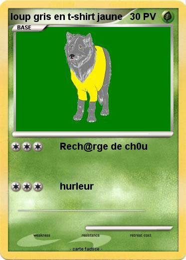 Pokemon loup gris en t-shirt jaune