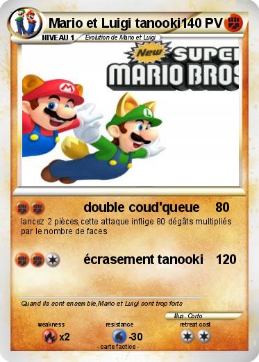 Pokemon Mario et Luigi tanooki