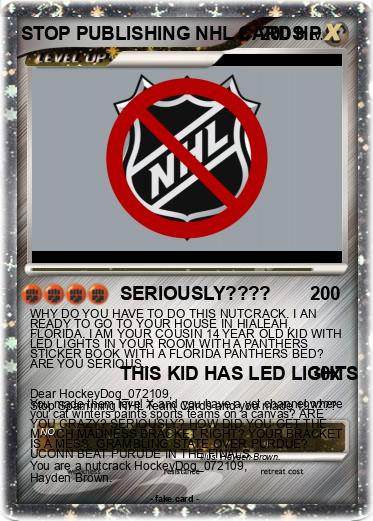 Pokemon STOP PUBLISHING NHL CARDS