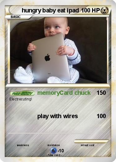 Pokemon hungry baby eat ipad