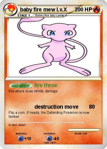 Pokemon baby fire mew l.v.X