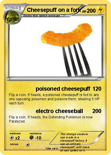 Pokemon Cheesepuff on a fork