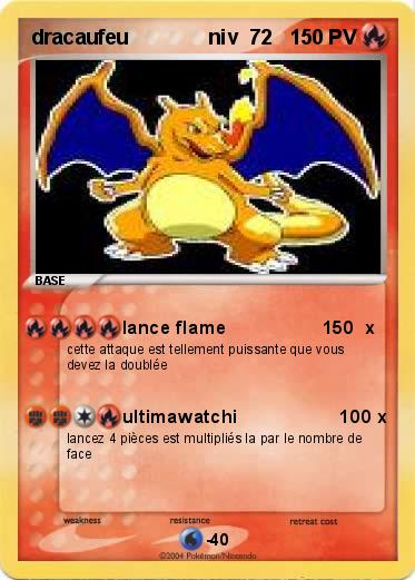 Pokemon dracaufeu              niv  72