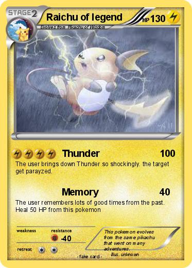 Pokemon Raichu of legend