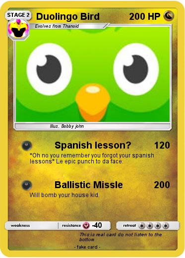 Pokémon Duolingo Bird 6 6 - Spanish lesson? - My Pokemon Card