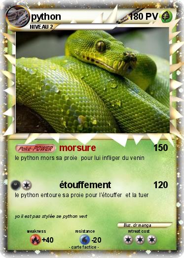 Pokémon python 83 83 - morsure - Ma carte Pokémon