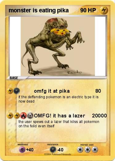 Pokemon monster is eating pika