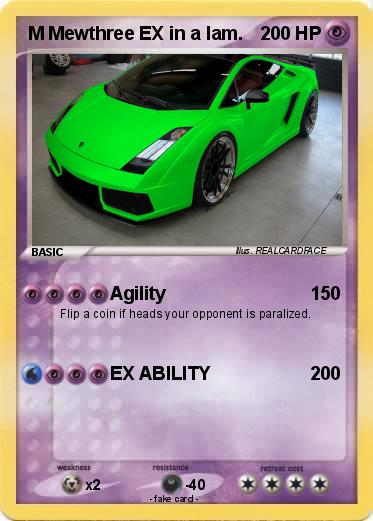 Pokemon M Mewthree EX in a lam.