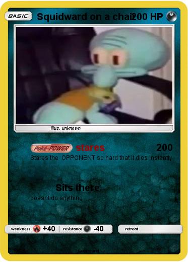 Pokemon Squidward on a chair