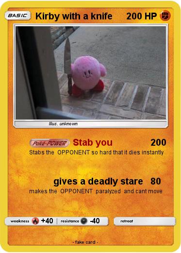 Pokemon Kirby with a knife