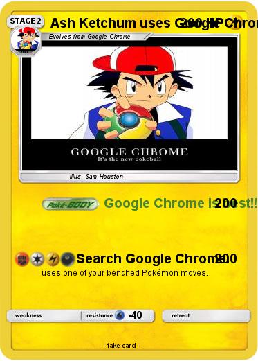Pokemon Ash Ketchum uses Google Chrome