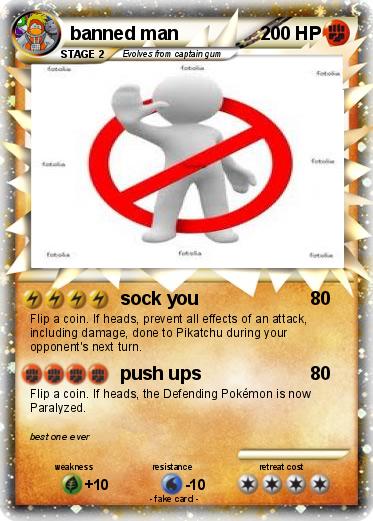 pokemon banned man sock pokemon card. 