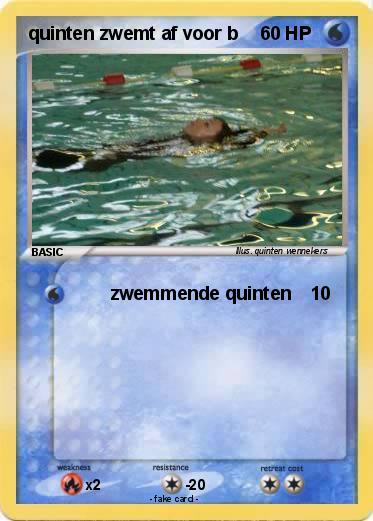Pokemon quinten zwemt af voor b