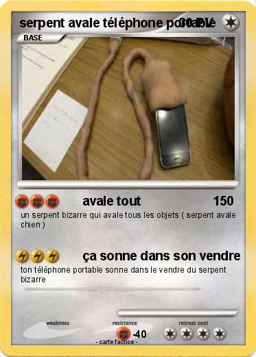 Pokemon serpent avale téléphone portable