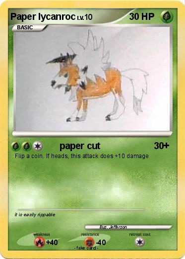 Pokemon Paper lycanroc
