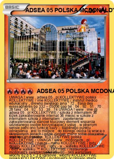 Pokemon ADSEA 05 POLSKA MCDONALD'S POLSKA IME POLSKA