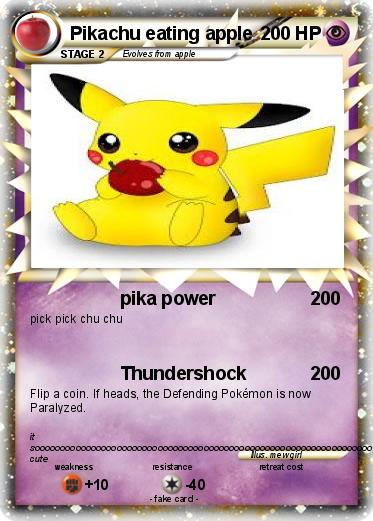 Pokemon Pikachu eating apple