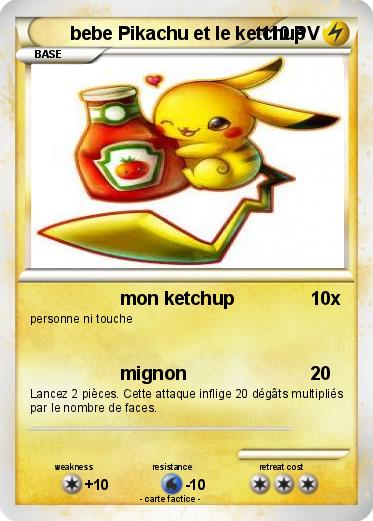 Pokemon bebe Pikachu et le ketchup